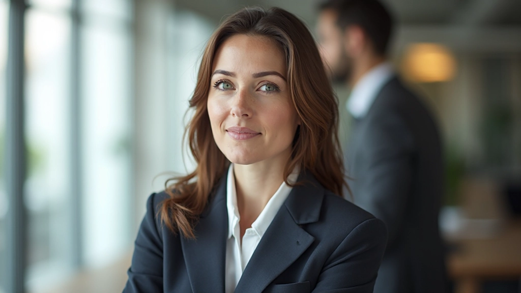 Persona superando obstáculos simbólicos en un entorno de trabajo moderno, mostrando determinación y progreso